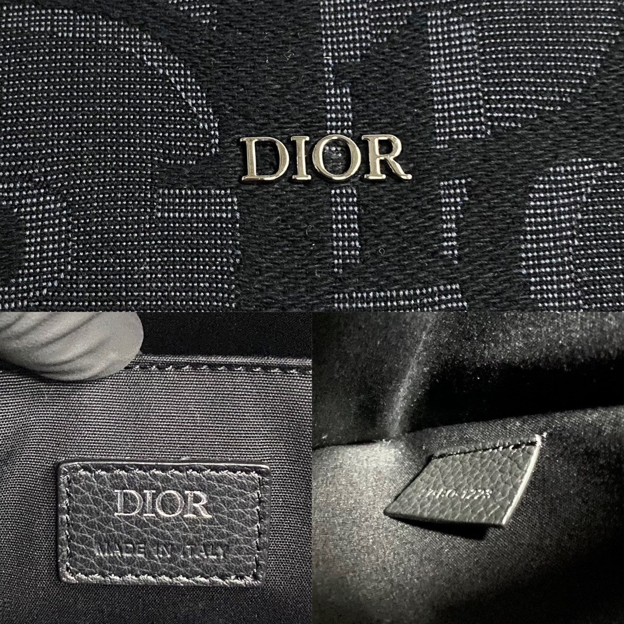 Dior Tote Bag Leather, Canvas Black Trotter Pattern East West Mens