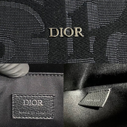 Dior Tote Bag Leather, Canvas Black Trotter Pattern East West Mens