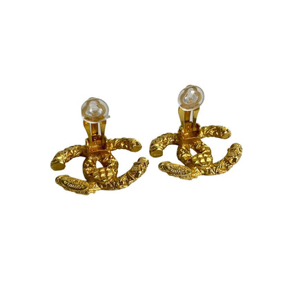Chanel Earring Gold Plated Gold Coco Mark Women