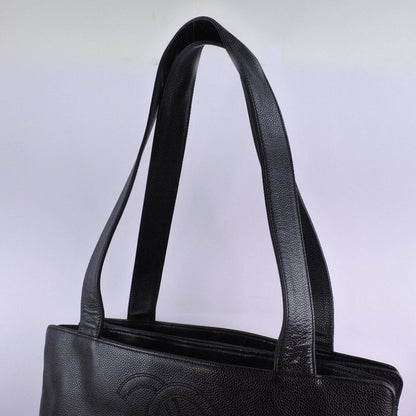 Chanel Tote Bag Caviar Skin Black Shoulder Tote Women