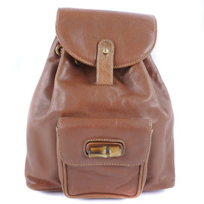 Gucci Backpack 003.1705.0030 Calfskin Brown Bamboo Women