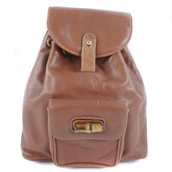 Gucci Backpack 003.1705.0030 Calfskin Brown Bamboo Women