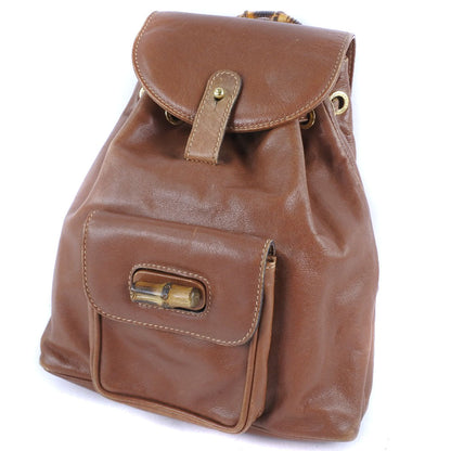 Gucci Backpack 003.1705.0030 Calfskin Brown Bamboo Women