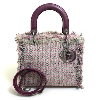 Dior Handbag Tweed Pink X Purple X White Ginza Limited Le Rose Bonheur (Happy Rose) Lady Dior Women