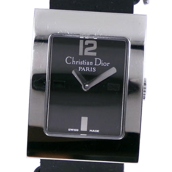 Christian Dior Watches Quartz D78-109 Stainless Steel , Leather Silver- Maris Black Dial Women