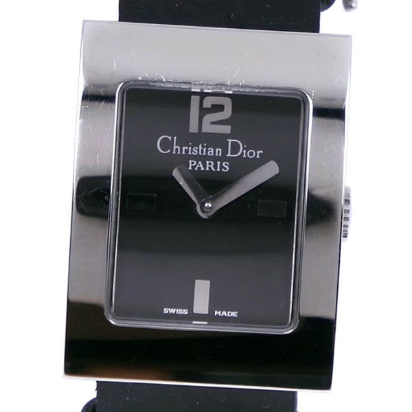 Christian Dior Watches Quartz D78-109 Stainless Steel , Leather Silver- Maris Black Dial Women