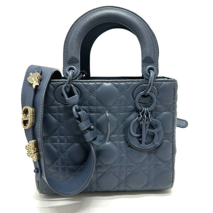 Dior Handbag Lambskin Blue Lady Dior Women