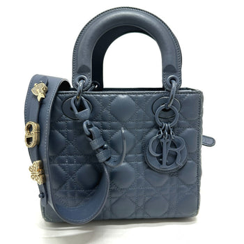 Dior Handbag Lambskin Blue Lady Dior Women