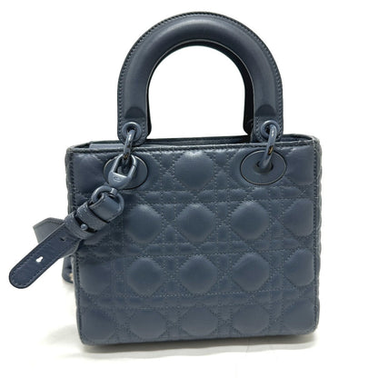 Dior Handbag Lambskin Blue Lady Dior Women