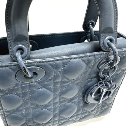Dior Handbag Lambskin Blue Lady Dior Women