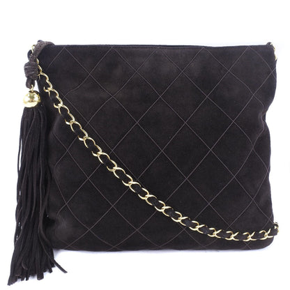 Chanel Shoulder Bag Suede Brown Fringe Chainshoulder Women