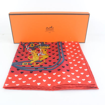 Hermes Scarf Silk Red Heart Carre42 Women