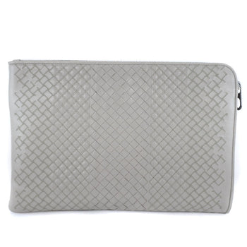 Bottegaveneta Clutch Bag Calfskin Gray Intrecciato Mens