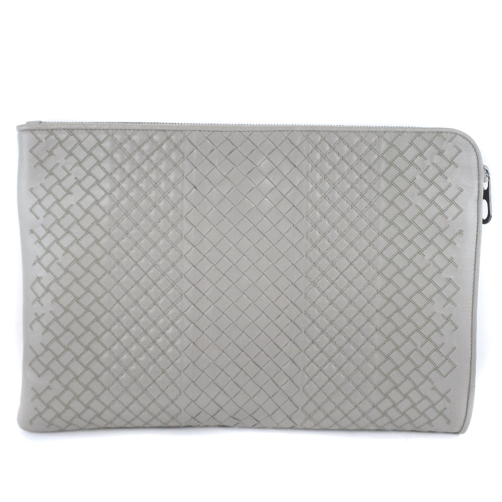 Bottegaveneta Clutch Bag Calfskin Gray Intrecciato Mens