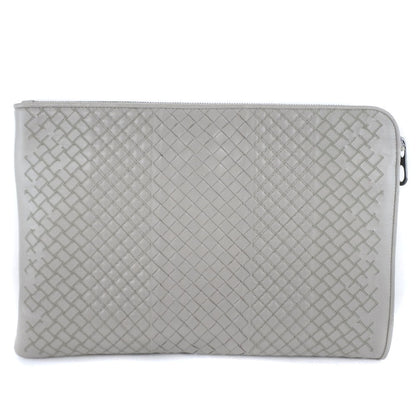 Bottegaveneta Clutch Bag Calfskin Gray Intrecciato Mens