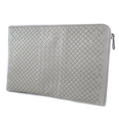 Bottegaveneta Clutch Bag Calfskin Gray Intrecciato Mens