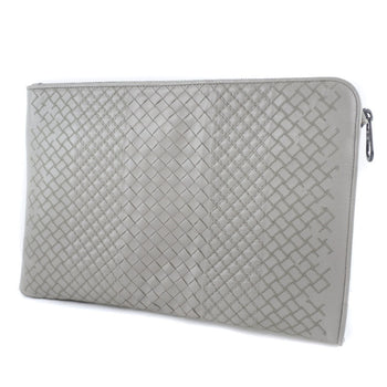 Bottegaveneta Clutch Bag Calfskin Gray Intrecciato Mens