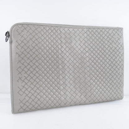 Bottegaveneta Clutch Bag Calfskin Gray Intrecciato Mens