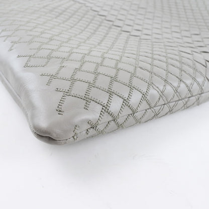 Bottegaveneta Clutch Bag Calfskin Gray Intrecciato Mens