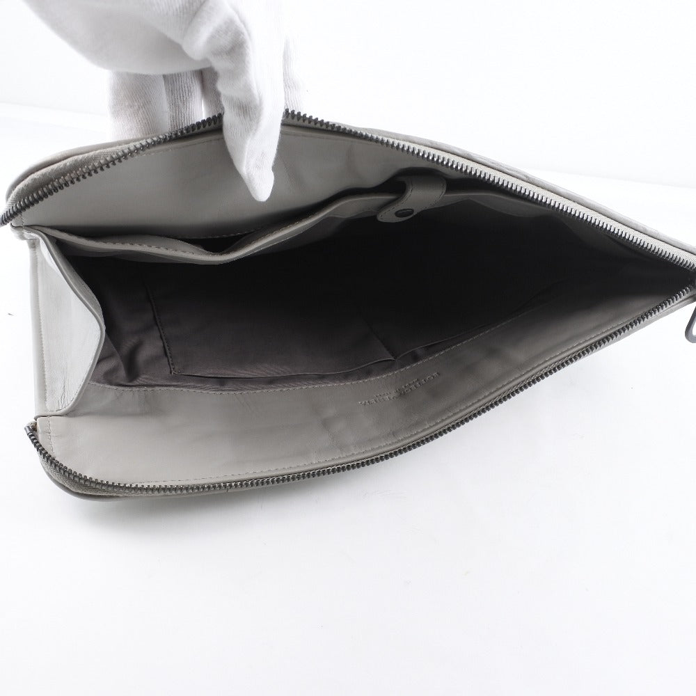 Bottegaveneta Clutch Bag Calfskin Gray Intrecciato Mens