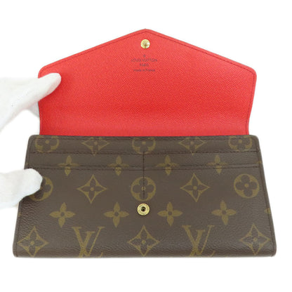 Louis Vuitton Long Wallet Purse M62236 Monogram Canvas Brown Portefeuille Sarah Monogram Coquelicot