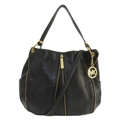 Michael Kors Handbag Leather Black Zipper 2Way Women