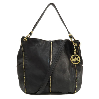 Michael Kors Handbag Leather Black Zipper 2Way Women