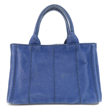 Prada Handbag B2439G Canvas Blue Canapa Mini 2 Way Women