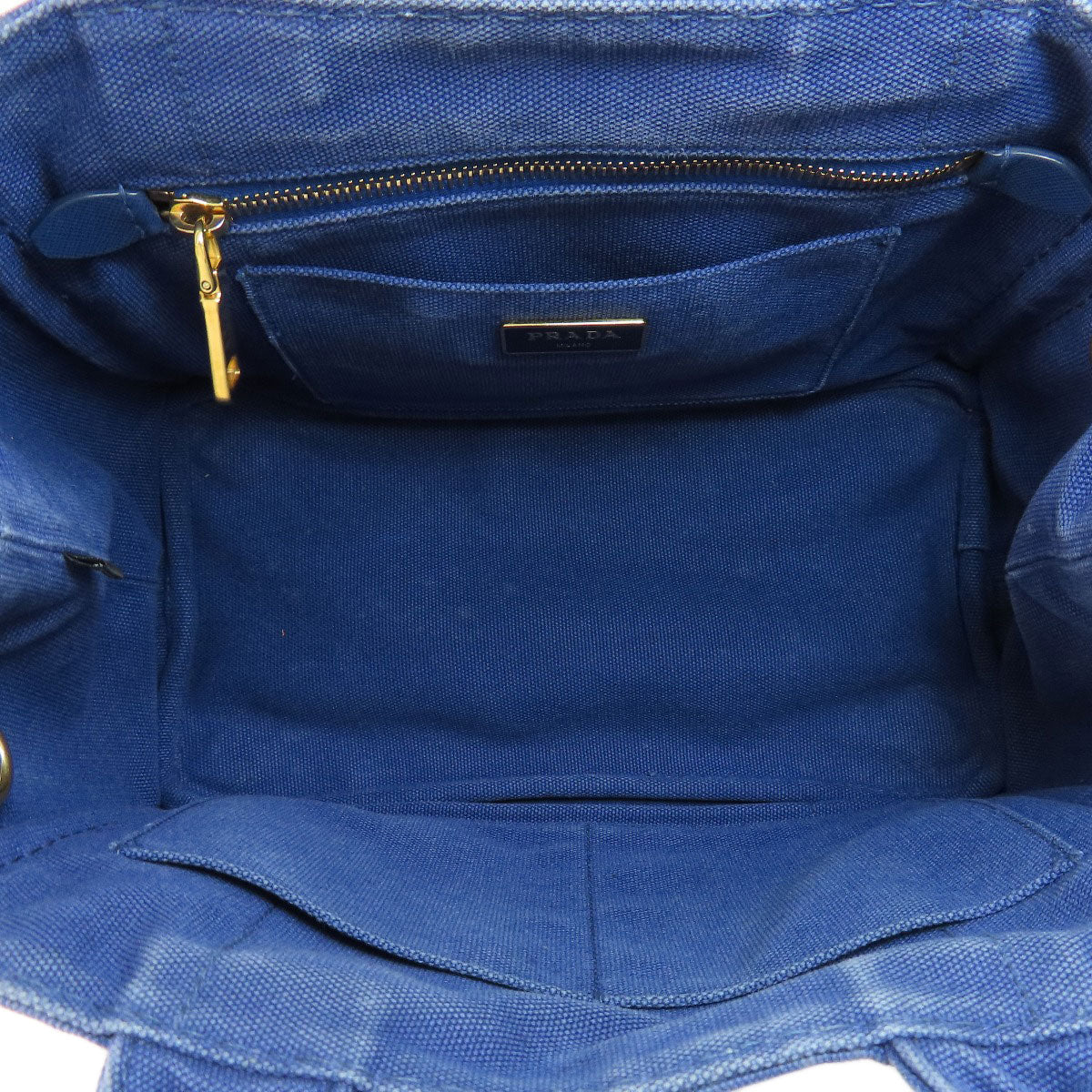 Prada Handbag B2439G Canvas Blue Canapa Mini 2 Way Women
