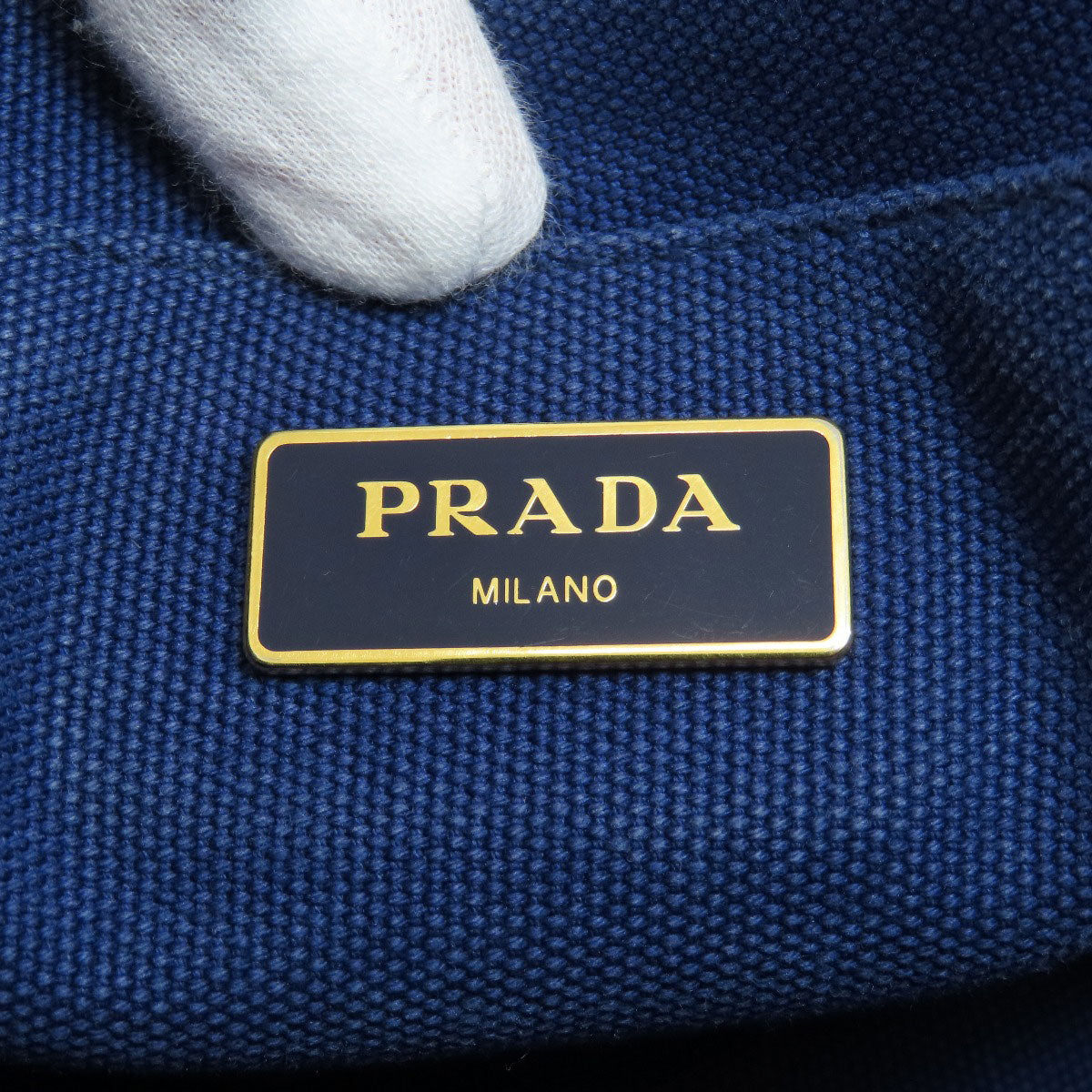 Prada Handbag B2439G Canvas Blue Canapa Mini 2 Way Women