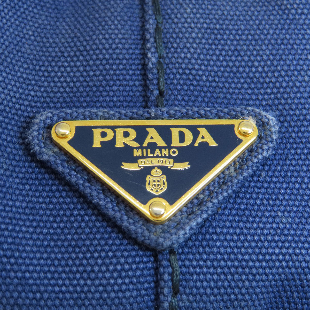 Prada Handbag B2439G Canvas Blue Canapa Mini 2 Way Women