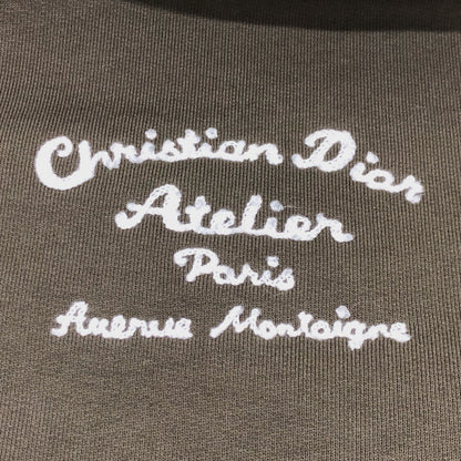 Dior Hoodie 293J698 Cotton Khaki Long Sleeve Tops Apparel Atelier Paris Embroidered Hoodie Mens Xxl