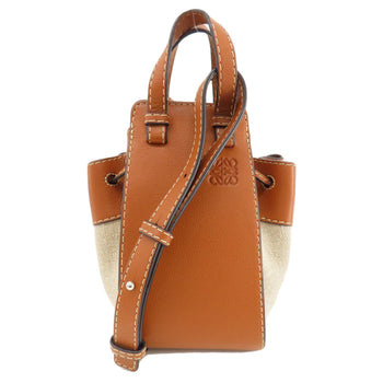 Loewe Handbag 314.39.V07 Canvas, Leather Brown Anagram Hammock 2Way Women