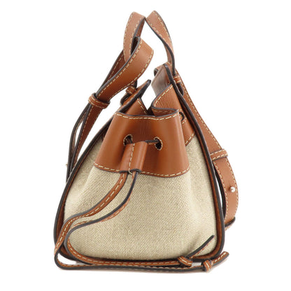 Loewe Handbag 314.39.V07 Canvas, Leather Brown Anagram Hammock 2Way Women