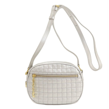 Celine Shoulder Bag Leather Silver Long Shoulder Women