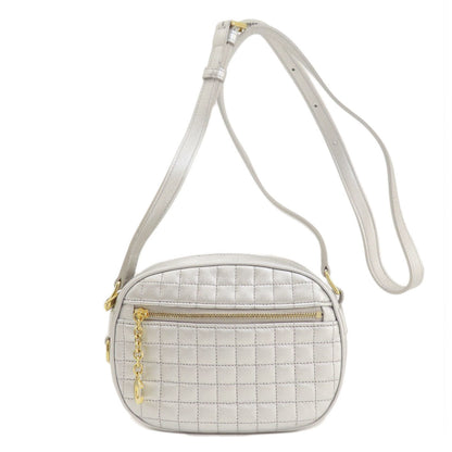 Celine Shoulder Bag Leather Silver Long Shoulder Women