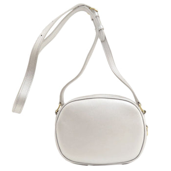 Celine Shoulder Bag Leather Silver Long Shoulder Women