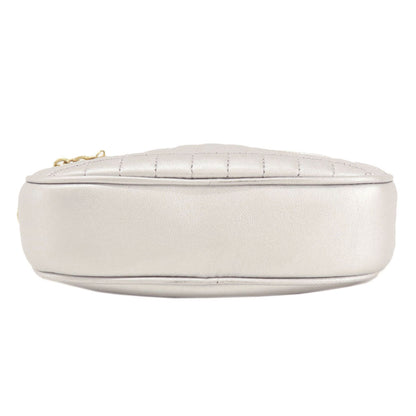 Celine Shoulder Bag Leather Silver Long Shoulder Women
