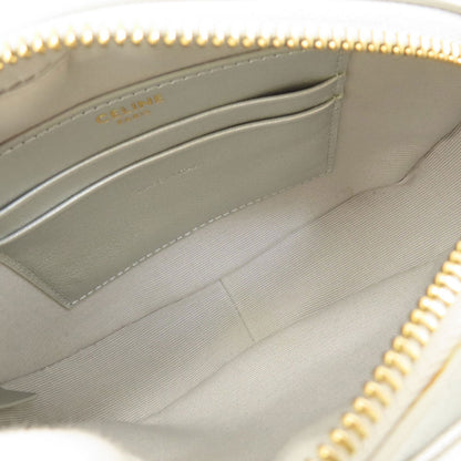 Celine Shoulder Bag Leather Silver Long Shoulder Women