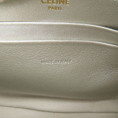 Celine Shoulder Bag Leather Silver Long Shoulder Women