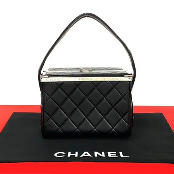 Chanel Handbag Leather Black Vanity Bag Matrasse Kannon Vanity Women