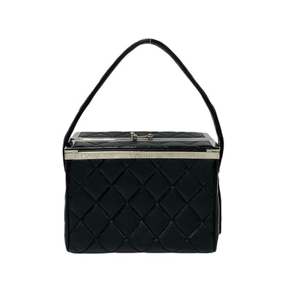 Chanel Handbag Leather Black Vanity Bag Matrasse Kannon Vanity Women