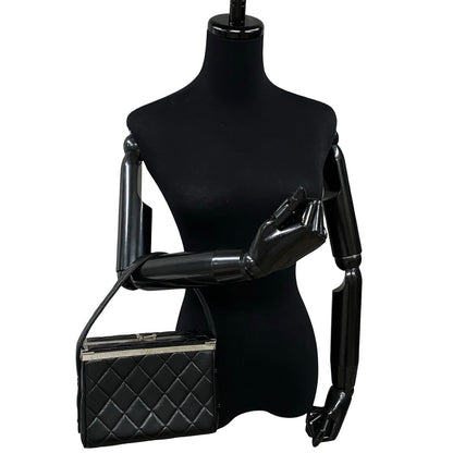 Chanel Handbag Leather Black Vanity Bag Matrasse Kannon Vanity Women