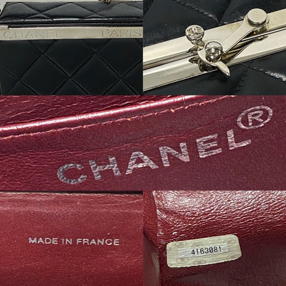 Chanel Handbag Leather Black Vanity Bag Matrasse Kannon Vanity Women