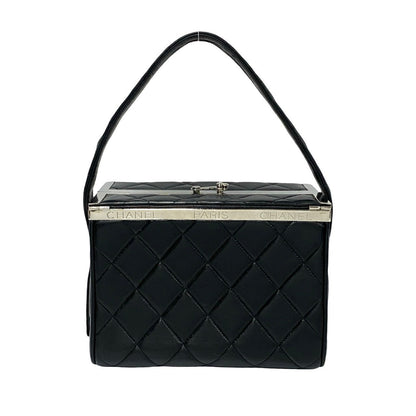 Chanel Handbag Leather Black Vanity Bag Matrasse Kannon Vanity Women