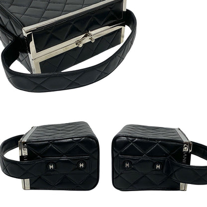 Chanel Handbag Leather Black Vanity Bag Matrasse Kannon Vanity Women