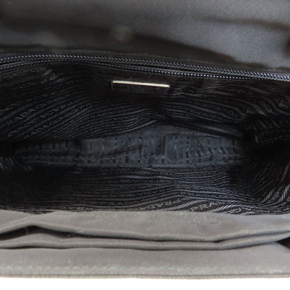 Prada Handbag Nylon Black Logometal Women