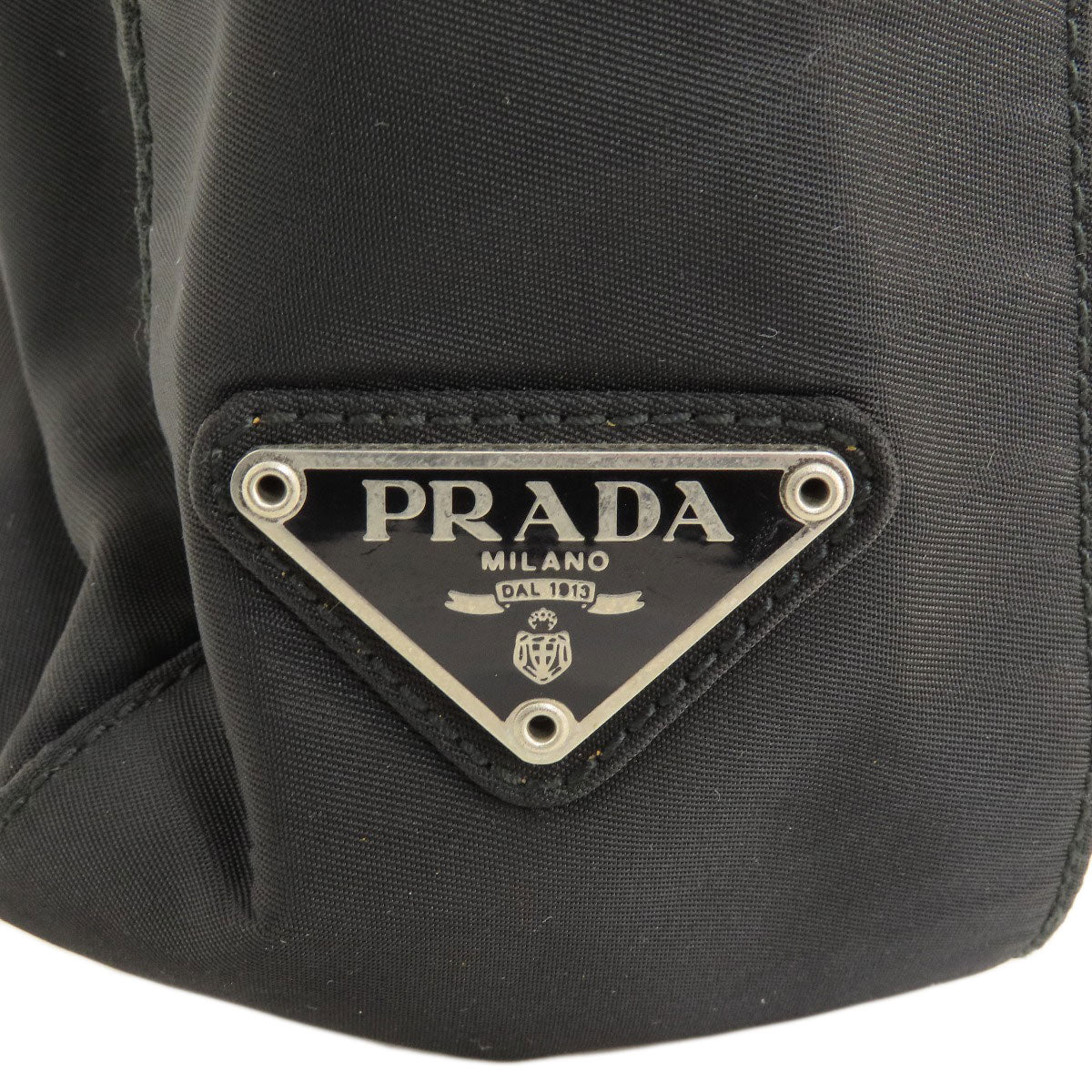 Prada Handbag Nylon Black Logometal Women