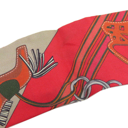 Hermes Scarf Silk Red Twilly Women