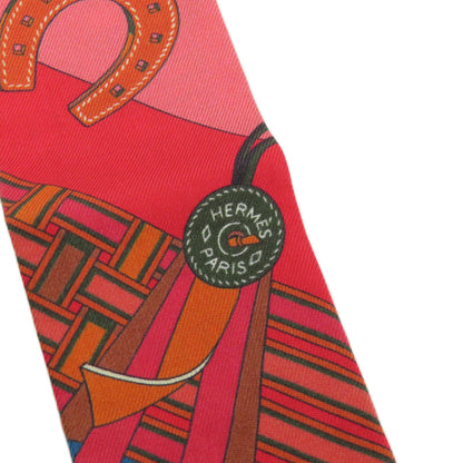 Hermes Scarf Silk Red Twilly Women